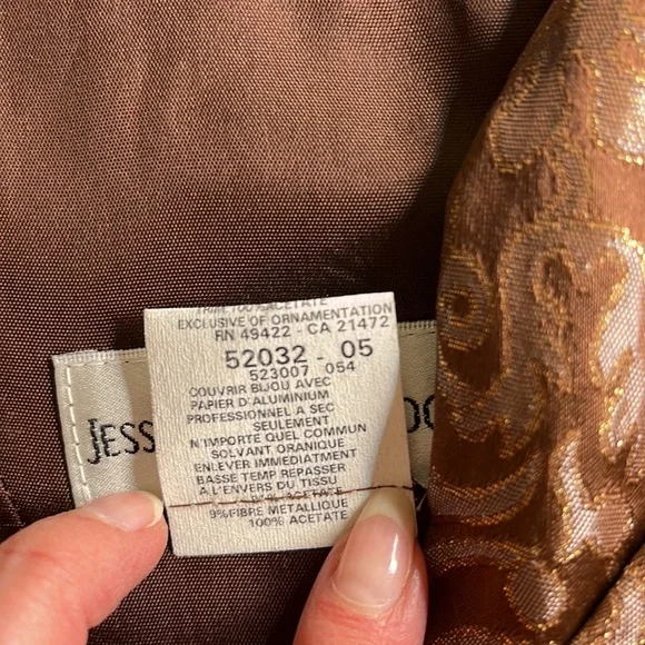 Jessica McClintock Gunne Sax Women’s Size 6 80s 90s Brown Gold Rhinestone Dress - Picture 11 of 13
